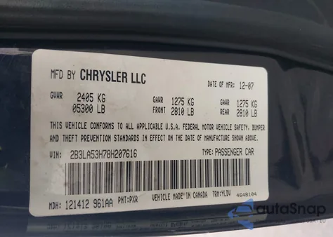 2008 Dodge Charger R/T z USA, uszkodzony, nr VIN 2B3LA53H78H207616